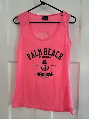 Women’s hot pink Palm Beach tank top with Anchor cut out in back size L Women’s